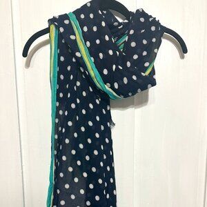 Aeropostale Polka Dot Long Scarf Shawl Wrap With Frayed Edges Vintage